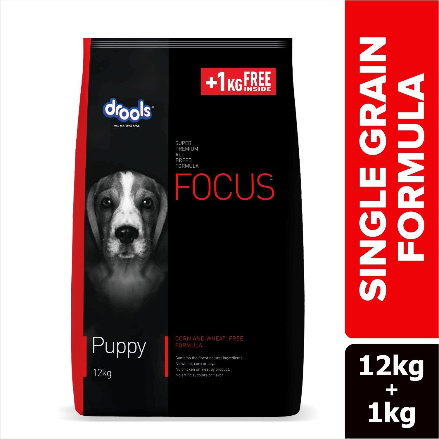 Drools Focus Puppy Super Premium Dog Food – Rich in Chicken | For All Breeds | High Protein & DHA Formula | 1.2kg / 4kg /  12kg Pack