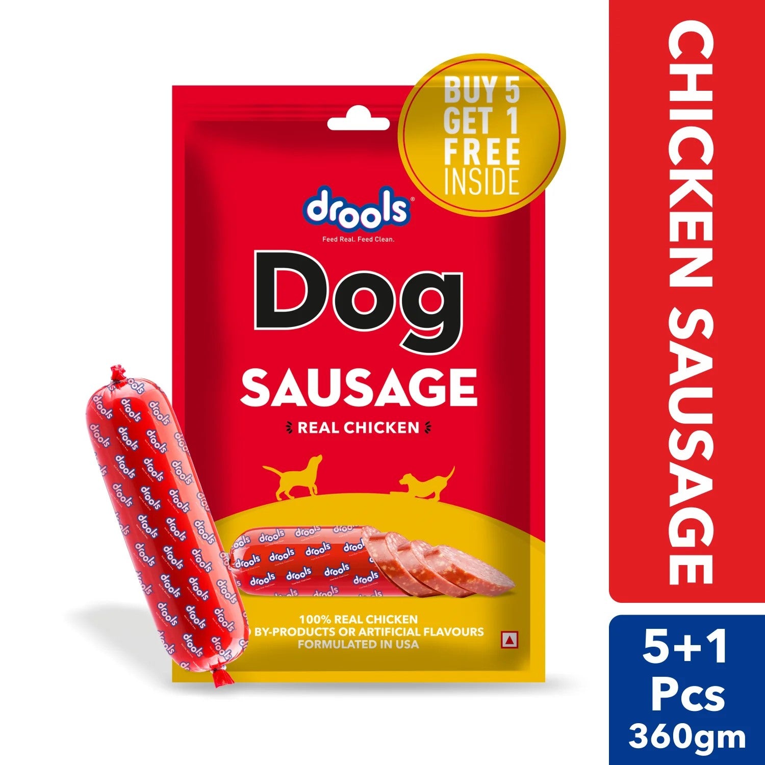 Drools Dog Sausage – Real Chicken | Healthy Dog Treat | High Protein Snack | No Artificial Flavours