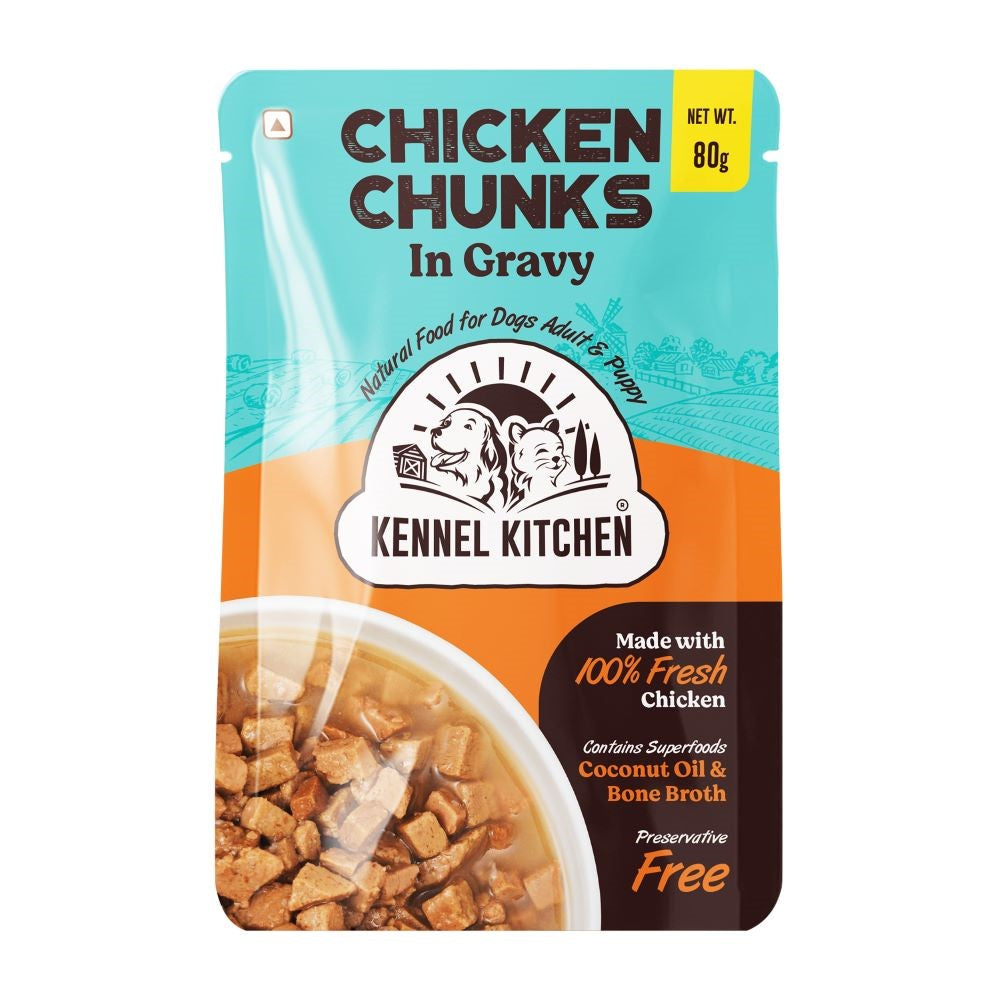 Kennel Kitchen Chicken Chunks in Gravy – 130g | Wet Dog Food for Puppies & Adults | 100% Fresh Chicken, Coconut Oil & Bone Broth (Copy)