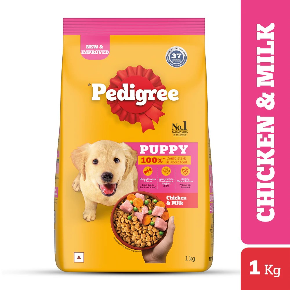 Pedigree Puppy Dog Food – Chicken & Milk | 1kg Pack | Complete & Balanced Nutrition