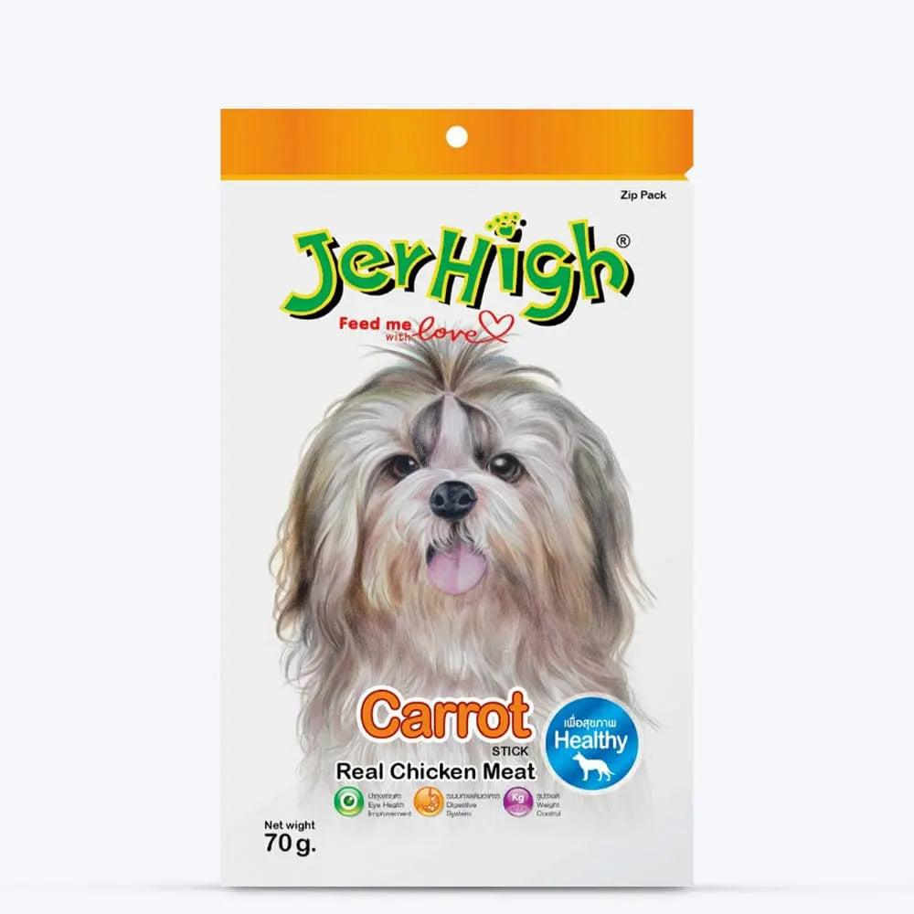 JerHigh Dog Treats – Carrot Flavor Stick | Real Chicken Meat | 70g - 420g Packs Nannan