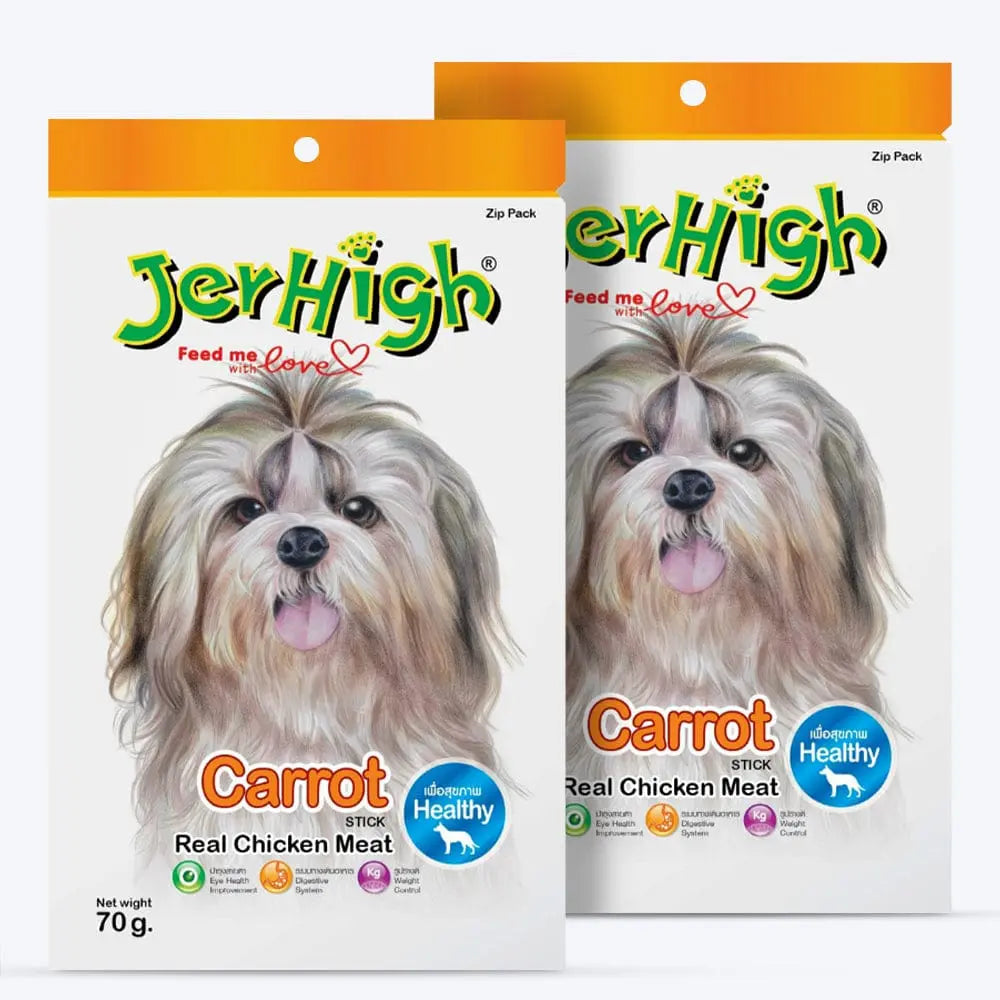 JerHigh Dog Treats – Carrot Flavor Stick | Real Chicken Meat | 70g - 420g Packs Nannan
