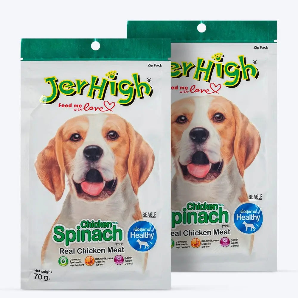 JerHigh Dog Treats – Spinach Flavor Stick | Real Chicken Meat | 70g - 400g Packs Nannan