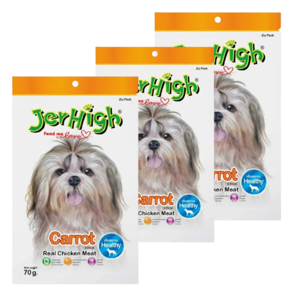 JerHigh Dog Treats – Carrot Flavor Stick | Real Chicken Meat | 70g - 420g Packs Nannan