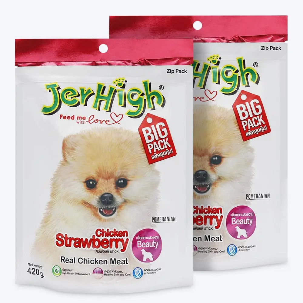JerHigh Dog Treats – Strawberry Flavor Stick | Real Chicken Meat | 70g - 420g Packs - Nannan