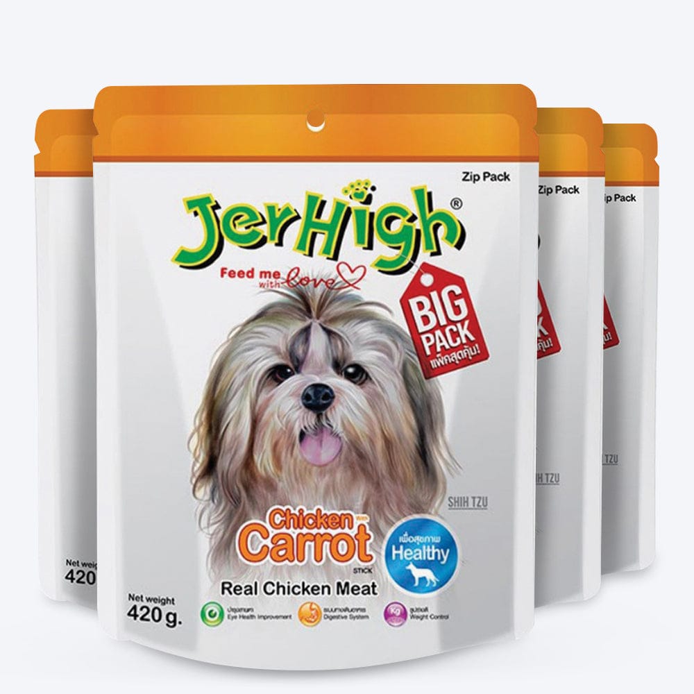 JerHigh Dog Treats – Carrot Flavor Stick | Real Chicken Meat | 70g - 420g Packs