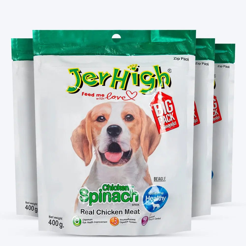 JerHigh Dog Treats – Spinach Flavor Stick | Real Chicken Meat | 70g - 400g Packs Nannan