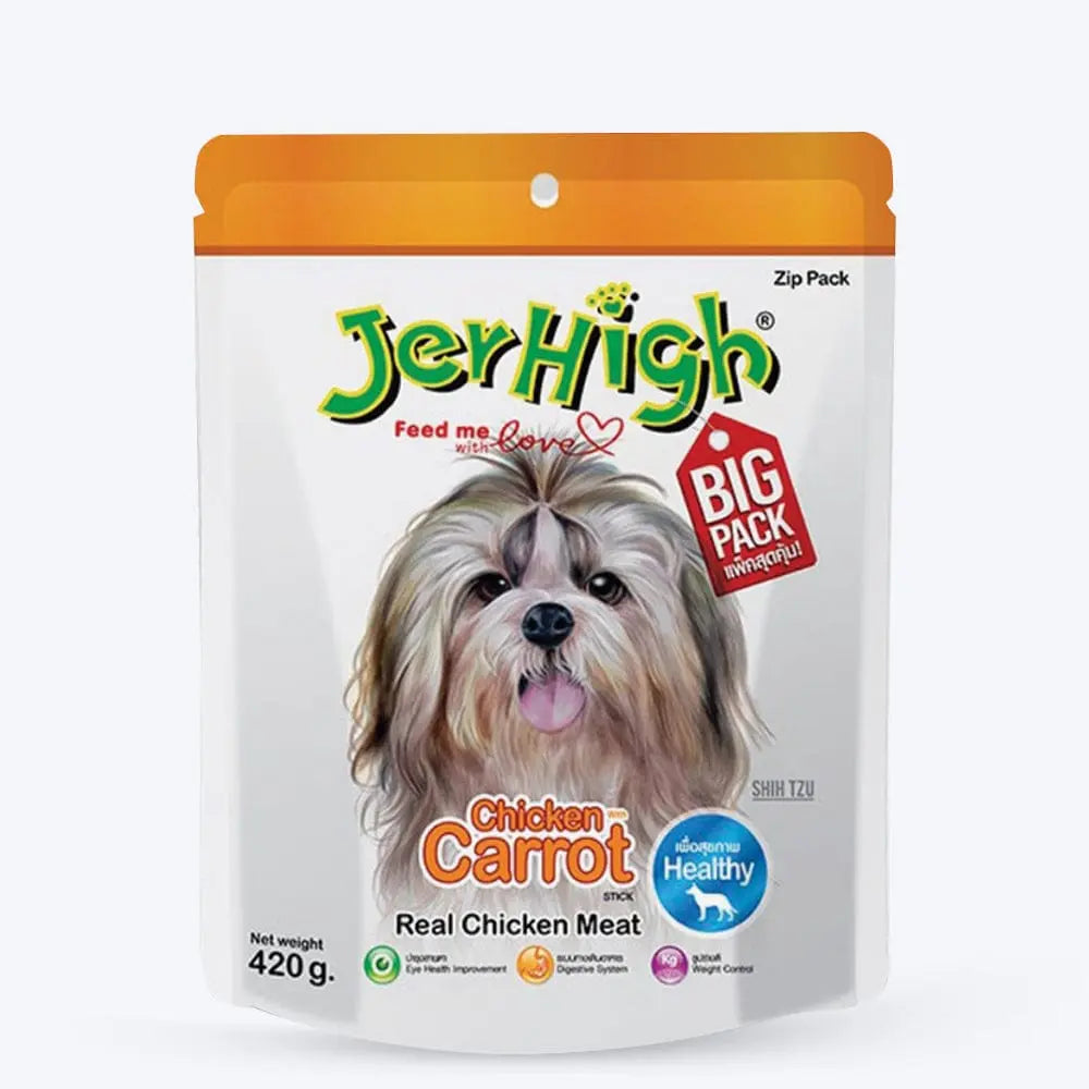JerHigh Dog Treats – Carrot Flavor Stick | Real Chicken Meat | 70g - 420g Packs Nannan