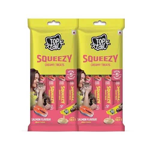 Top Tail Squeezy Creamy Treats for Cats – Salmon Flavour (60g) Nannan