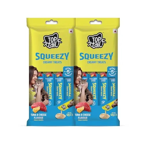 Top Tail Squeezy Creamy Treats for Cats – Tuna & Cheese Flavour (60g) Nannan