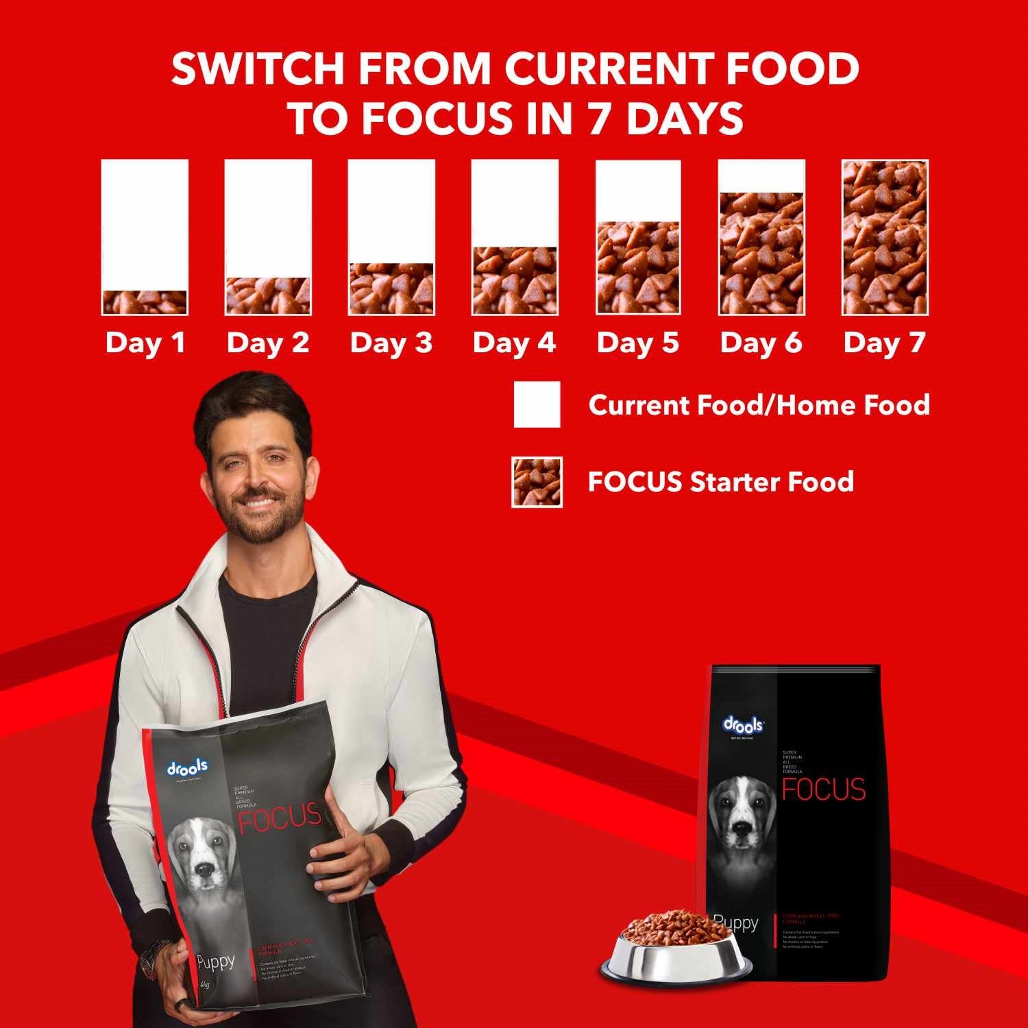 Drools Focus Puppy Super Premium Dog Food – Rich in Chicken | For All Breeds | High Protein & DHA Formula | 1.2kg / 4kg /  12kg Pack