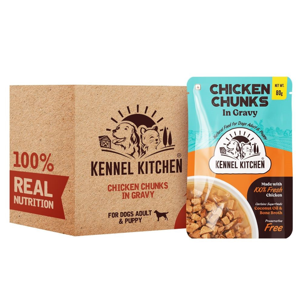 Kennel Kitchen Chicken Chunks in Gravy – 130g | Wet Dog Food for Puppies & Adults | 100% Fresh Chicken, Coconut Oil & Bone Broth (Copy)