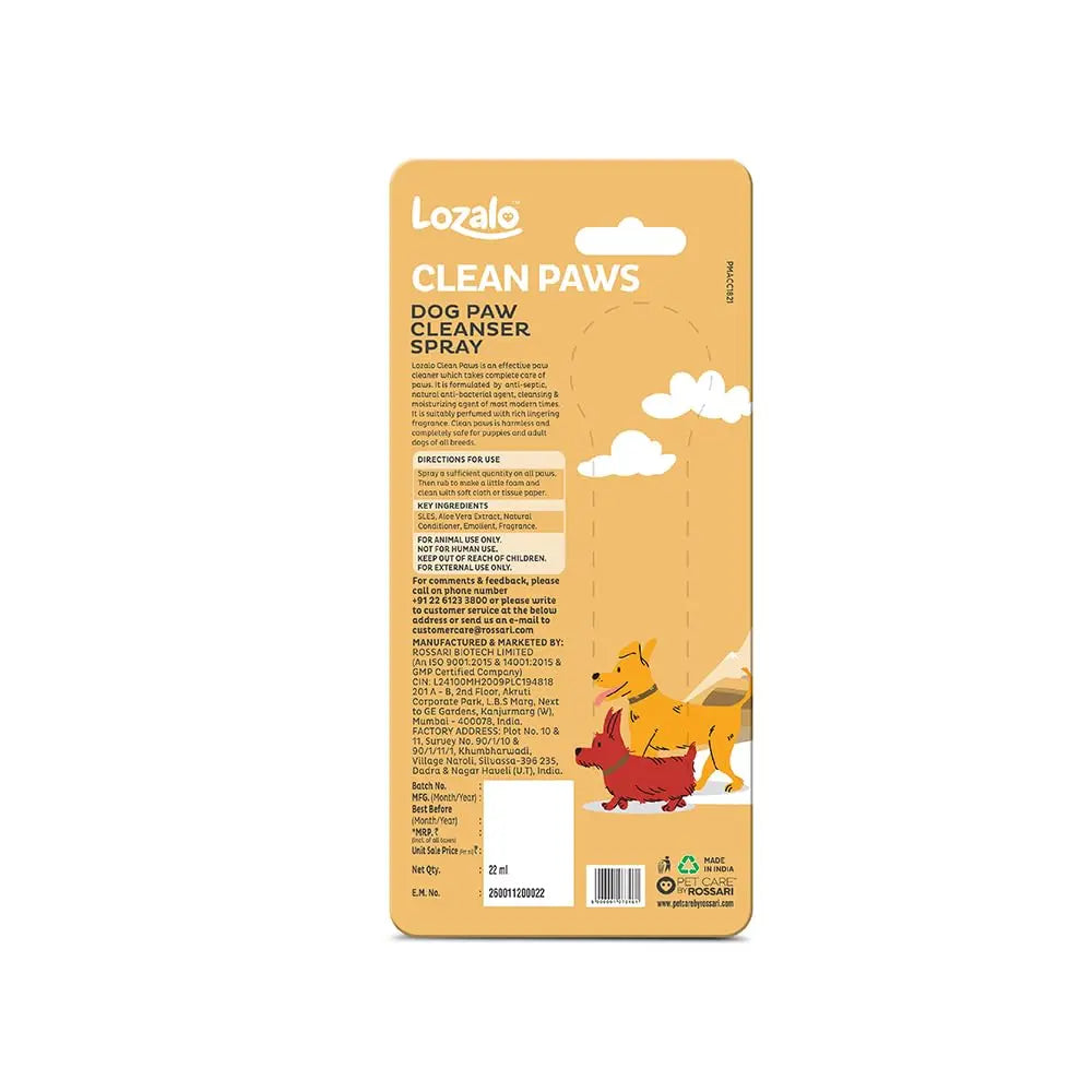 Lozalo Clean Paws Spray for Dogs & Puppies (22ml) Nannan