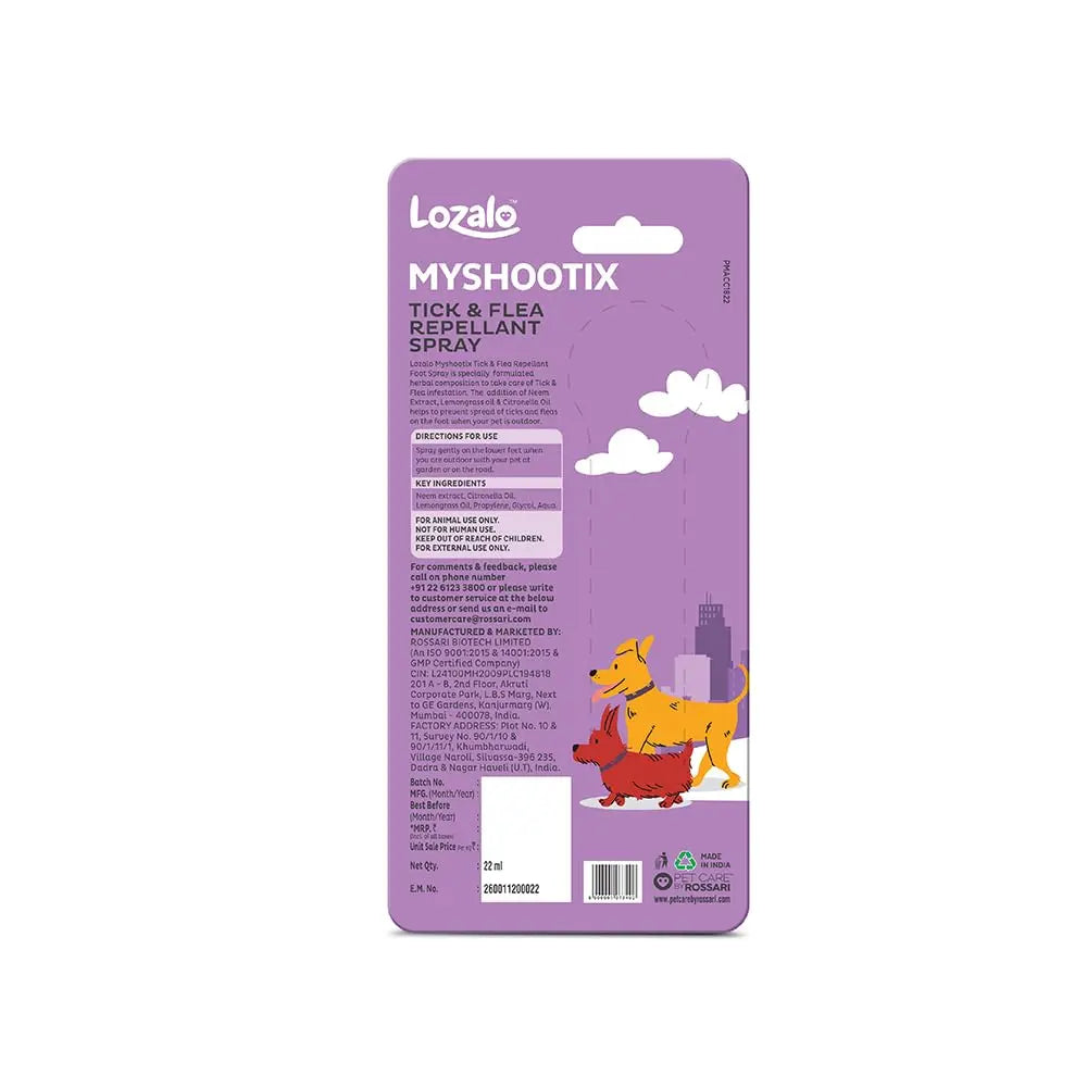 Lozalo Myshootix Tick & Flea Repellent Spray for Dogs (22ml) Nannan