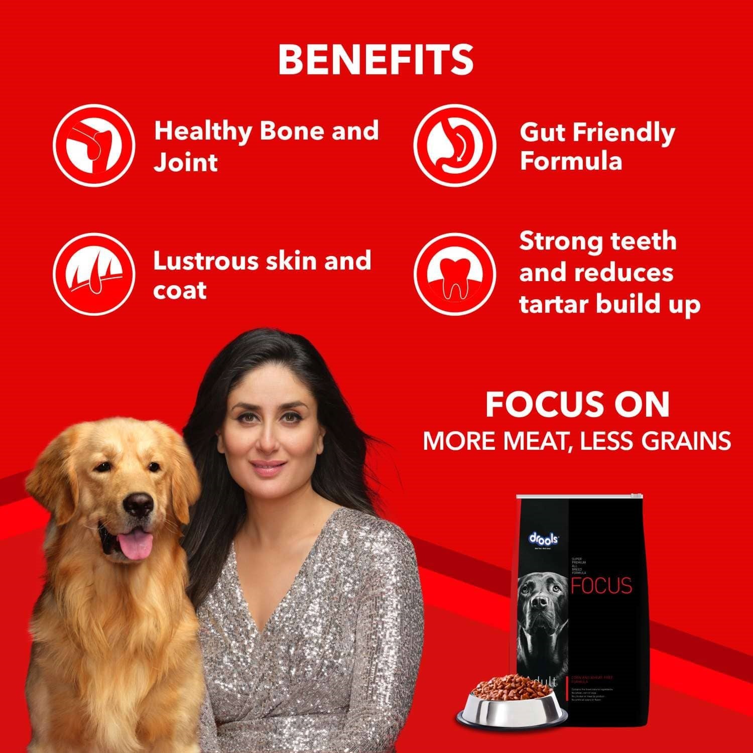Drools Focus Adult Super Premium Dog Food – Real Chicken, High Protein | All Breed Nutrition | 1.2kg / 4kg / 8kg / 12kg Pack