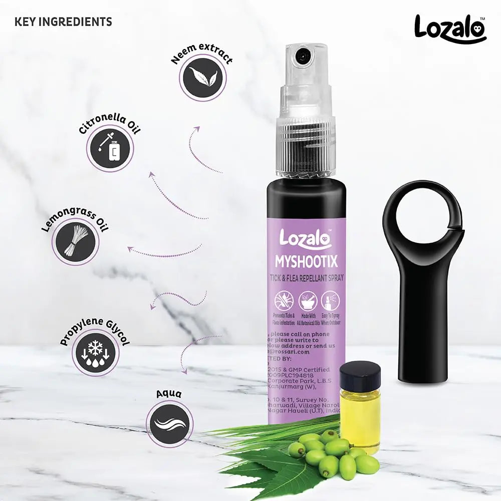 Lozalo Myshootix Tick & Flea Repellent Spray for Dogs (22ml) Nannan