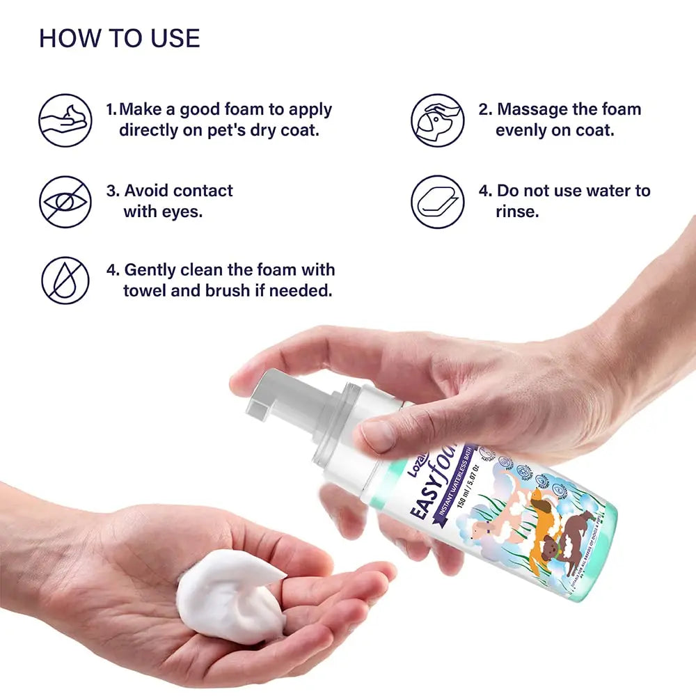 Lozalo - EasyFoam Instant Waterless Bath for Dogs & Cats – 150ml Nannan