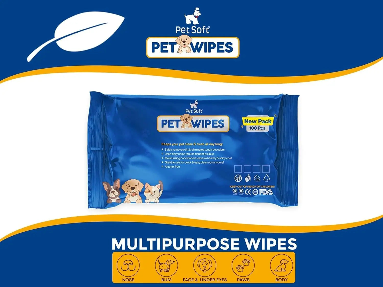 Pet Soft Wipes – Fresh Apple Flavour (100 Wipes) Nannan
