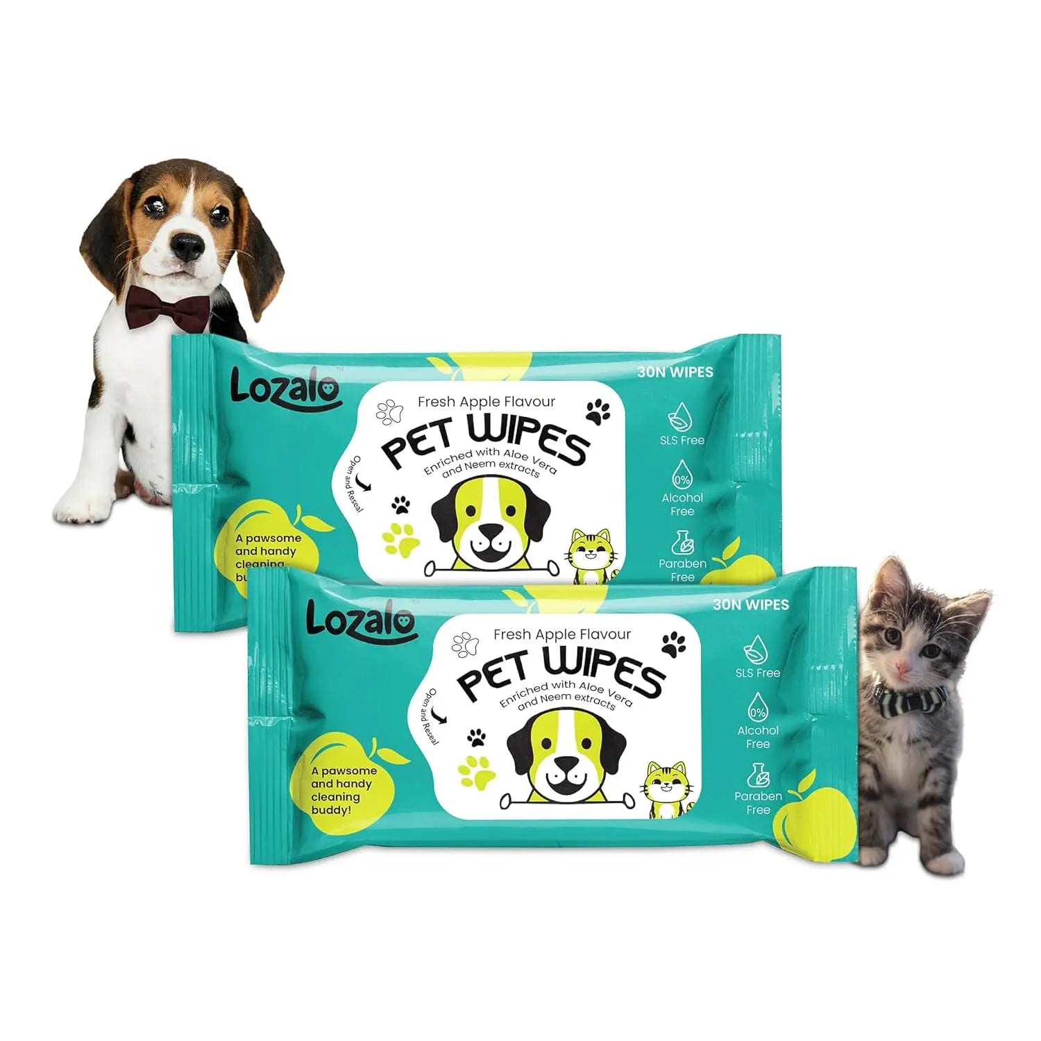 Lozalo Pet Wipes – Fresh Apple Flavour (30 Wipes) Nannan