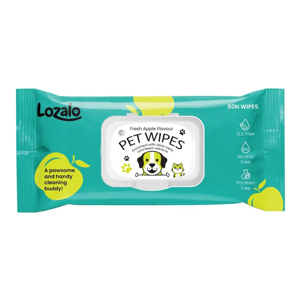 Lozalo Pet Wipes – Fresh Apple Flavour (80 Wipes) Nannan