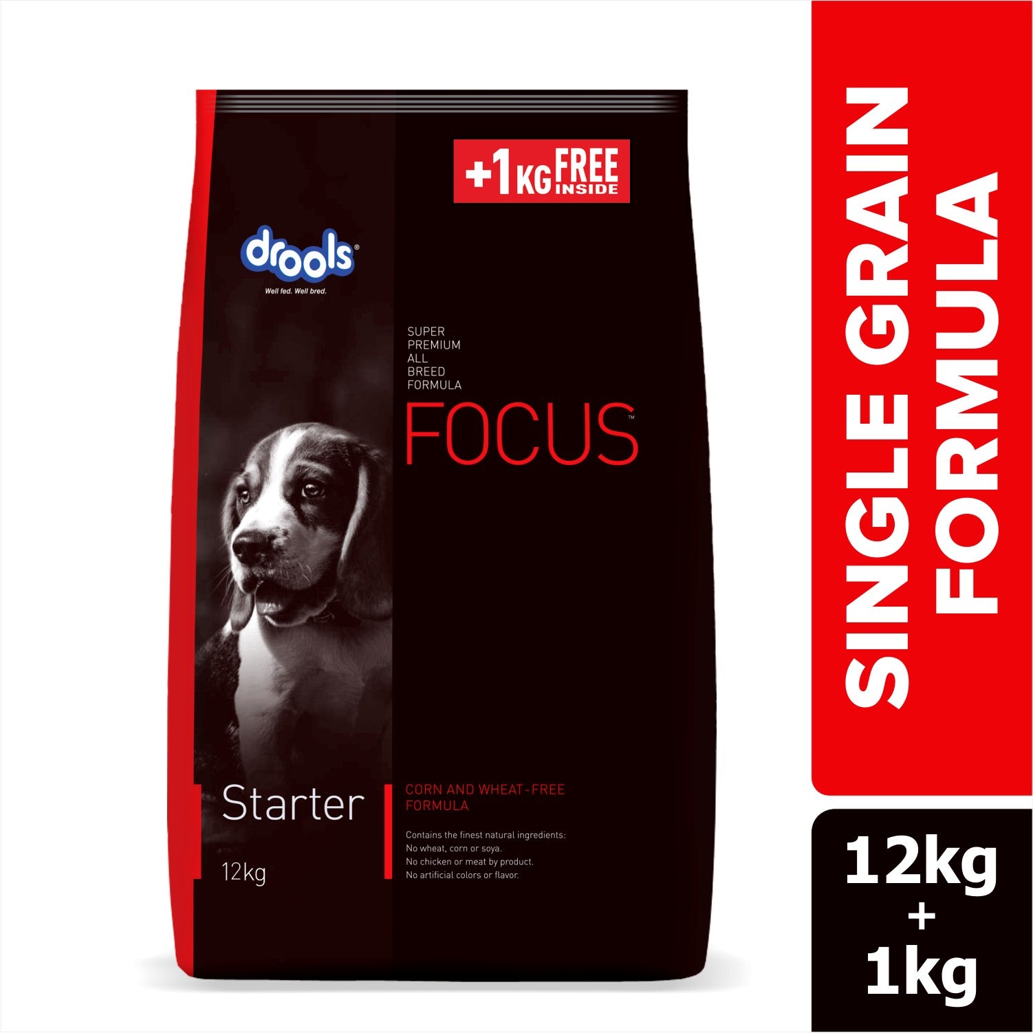 Drools Focus Starter Premium Pet Food for Puppies & Mother Dogs | High Protein | DHA for Brain Development | Immunity Boosting Formula | 1.2kg / 4kg / 8kg / 12kg Pack