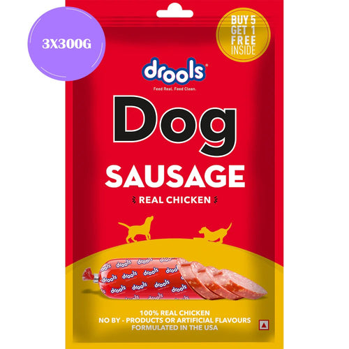 Drools Dog Sausage – Real Chicken | Healthy Dog Treat | High Protein Snack | No Artificial Flavours
