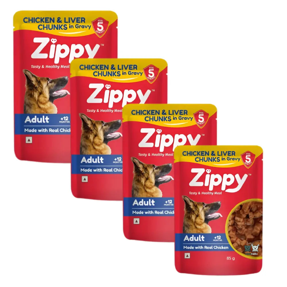 Zippy Chicken & Liver Chunks in Gravy for Adult Dogs (85g) Nannan