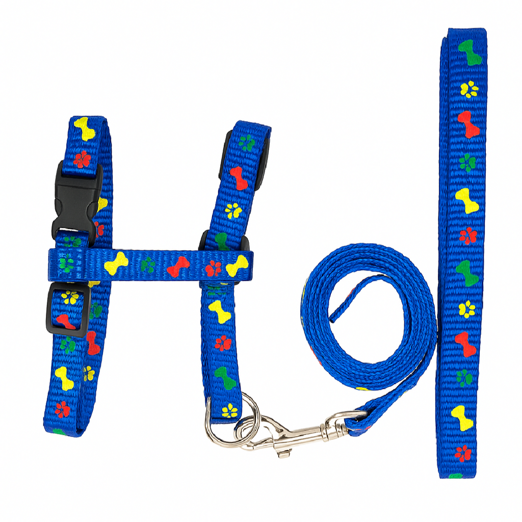 Pet Harness & Leash Set – Adjustable for Cats & Small Dogs | Colorful Print | Lightweight & Secure