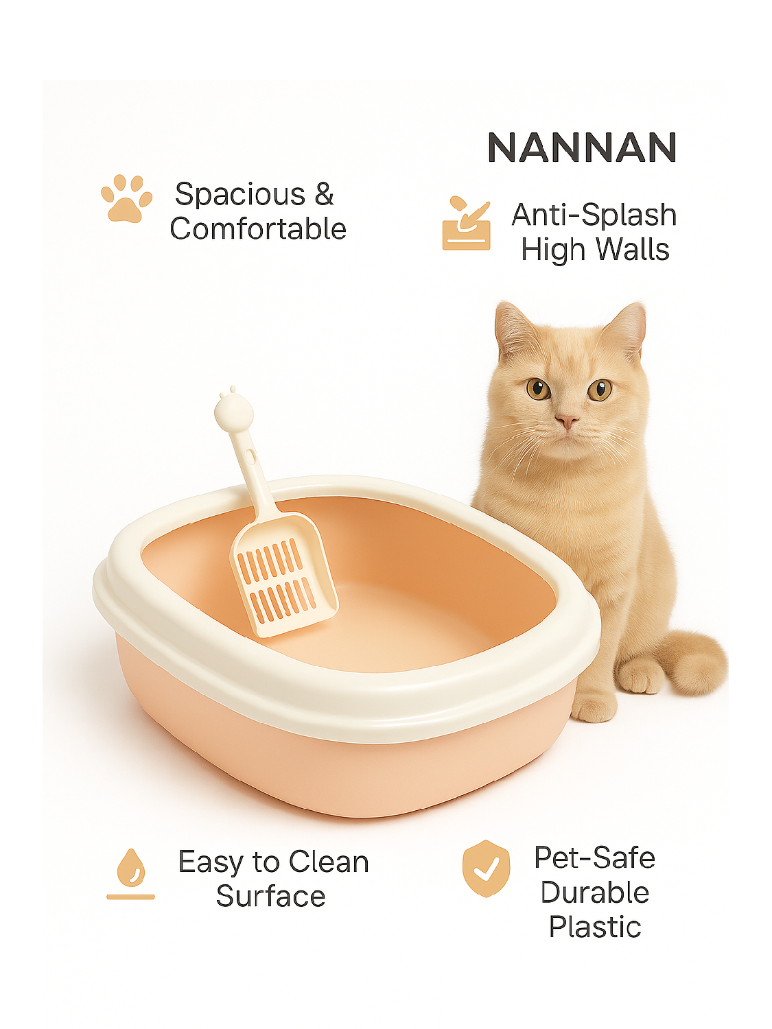Nannan Premium Cat Litter Tray with Scoop – Easy to Clean & Stylish