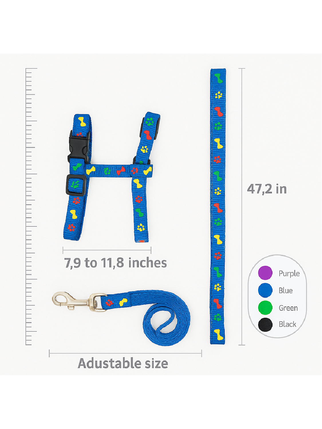 Pet Harness & Leash Set – Adjustable for Cats & Small Dogs | Colorful Print | Lightweight & Secure