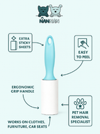 Pet Lint Roller | Quick-Clean Roller for Pet Hair, Dust & Dander | Handy & Reusable Tool for Cats, Dogs, Furniture & Clothes
