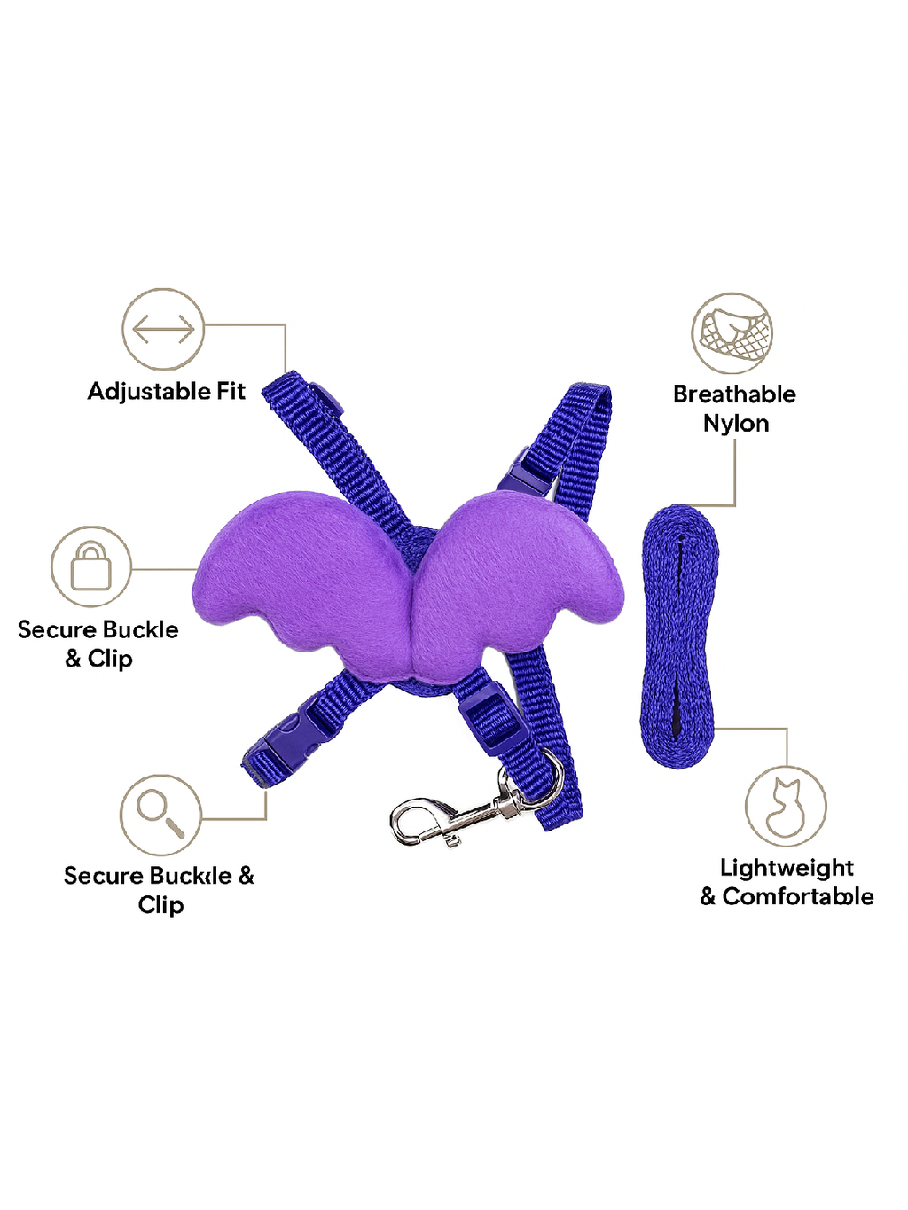 Cat Harness & Leash Set – Adjustable Soft Nylon with Cute Butterfly Wings | For Kittens & Cats | Escape-Proof & Stylish