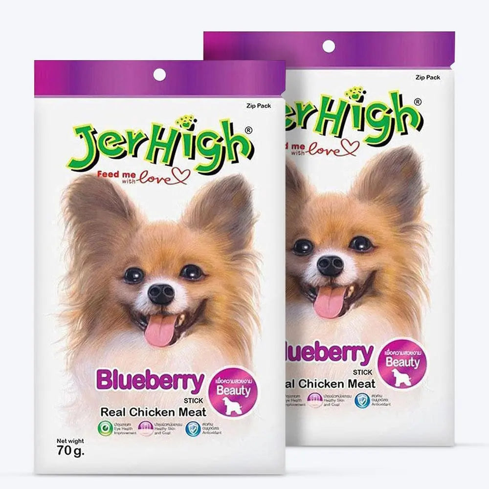 JerHigh Dog Treats – Blueberry Flavor Stick | Real Chicken Meat | 70g Packs - Nannan