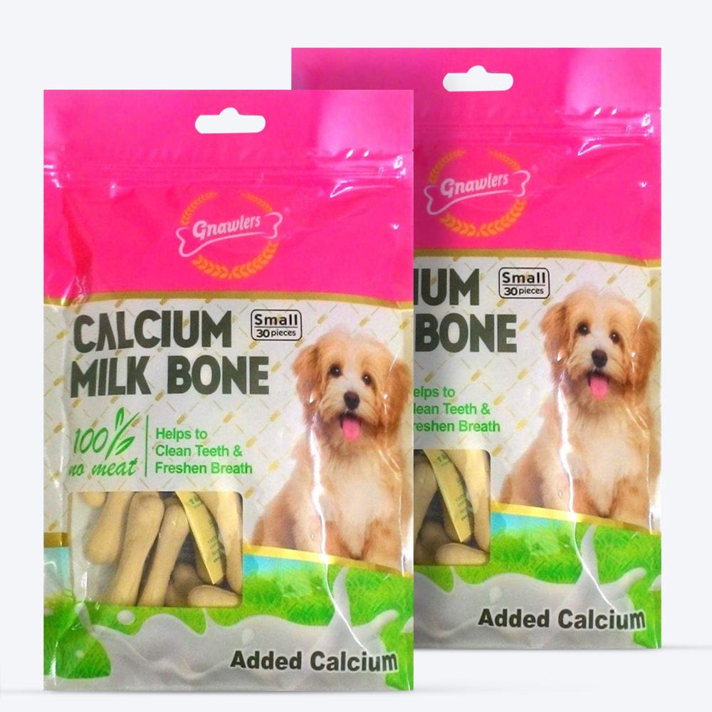 Gnawlers - Calcium Milk Bone Dog Treats – Small Breed | Dental Chews for Dogs - 270g (30 Pieces Pack)