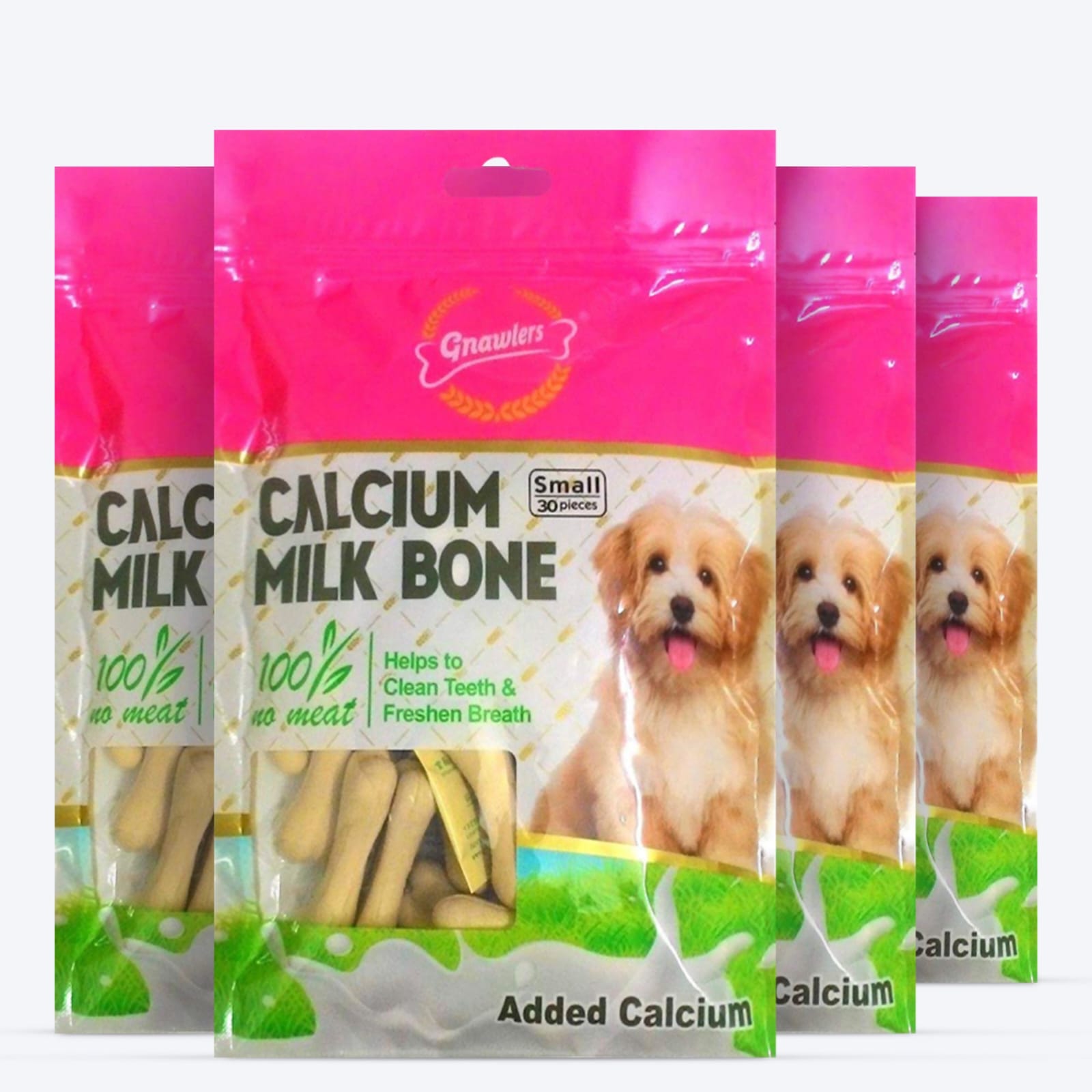 Gnawlers - Calcium Milk Bone Dog Treats – Small Breed | Dental Chews for Dogs - 270g (30 Pieces Pack)