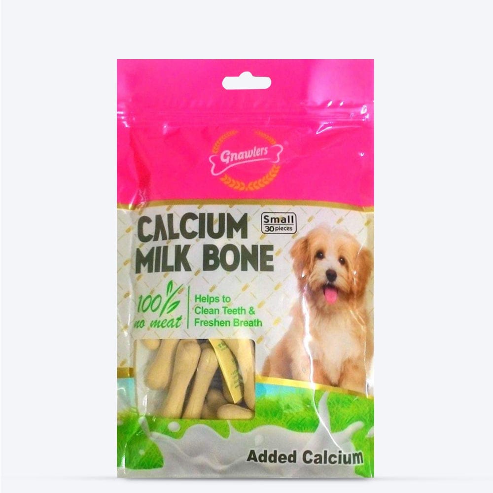 Gnawlers - Calcium Milk Bone Dog Treats – Small Breed | Dental Chews for Dogs - 270g (30 Pieces Pack)