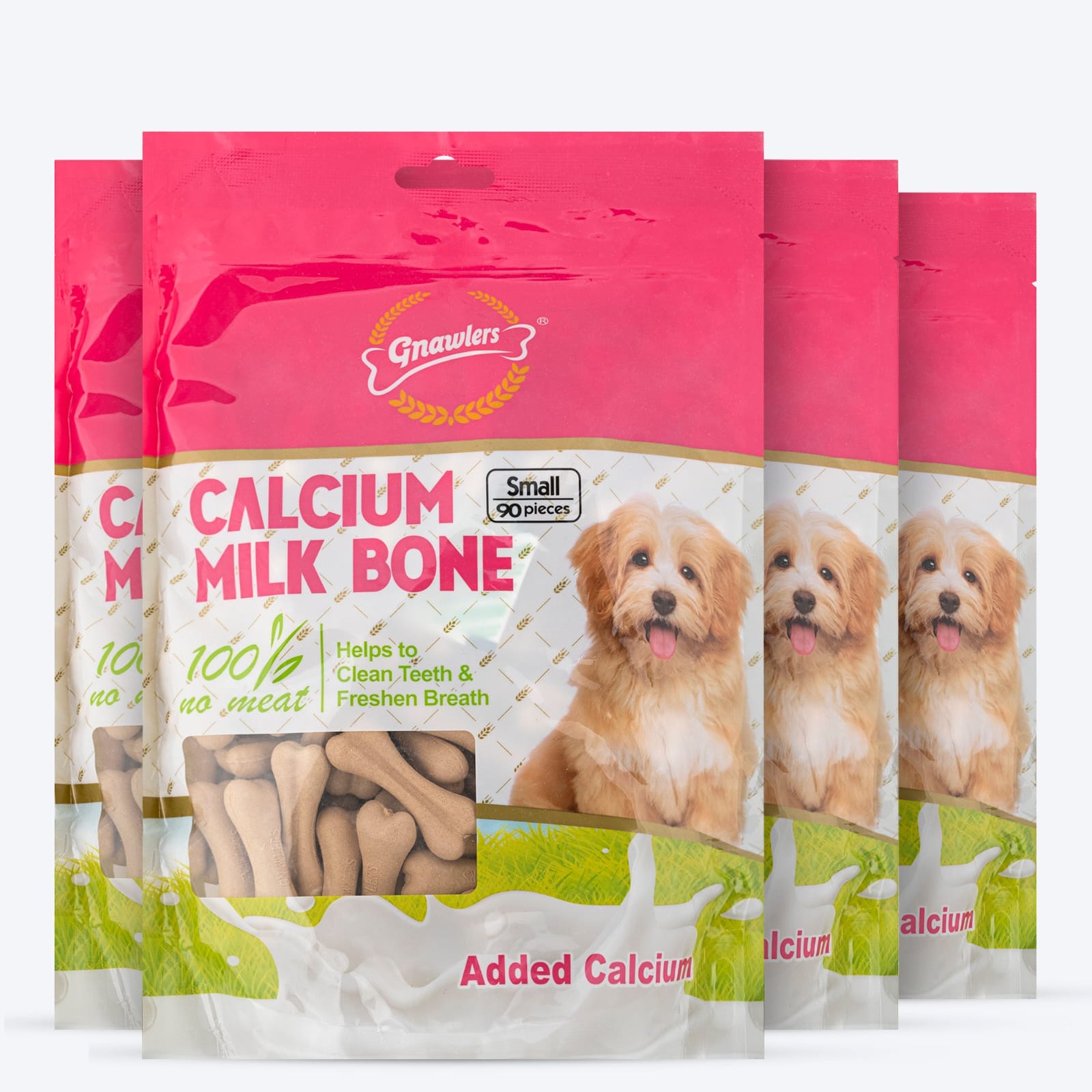 Gnawlers - Calcium Milk Bone Dog Treats – Small Breed | Dental Chews for Dogs - 850g (90 Pieces Pack)