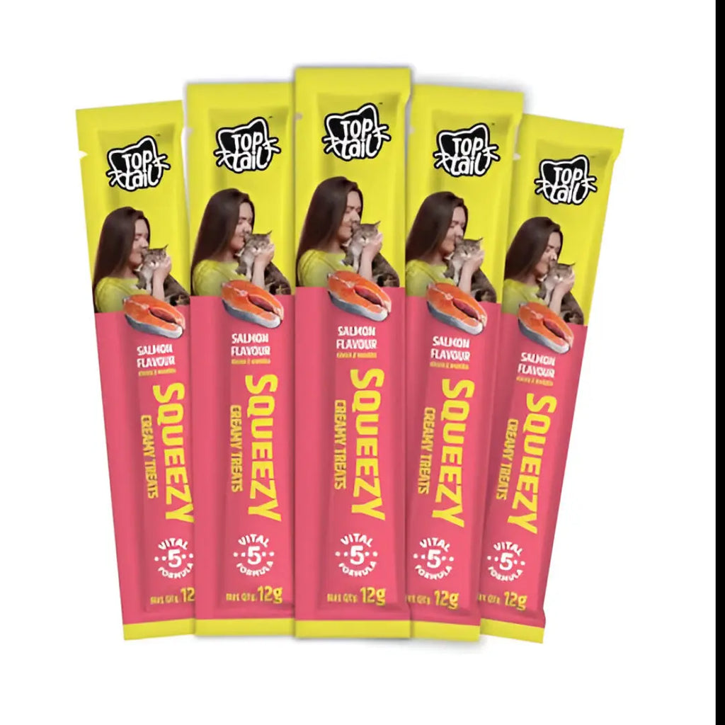 Top Tail Squeezy Creamy Treats for Cats – Salmon Flavour (60g) Nannan