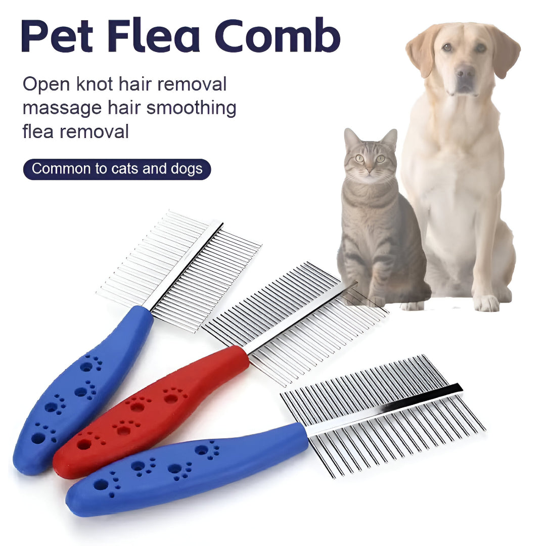 Dual-Sided Pet Grooming Comb for Dogs & Cats | Stainless Steel Teeth
