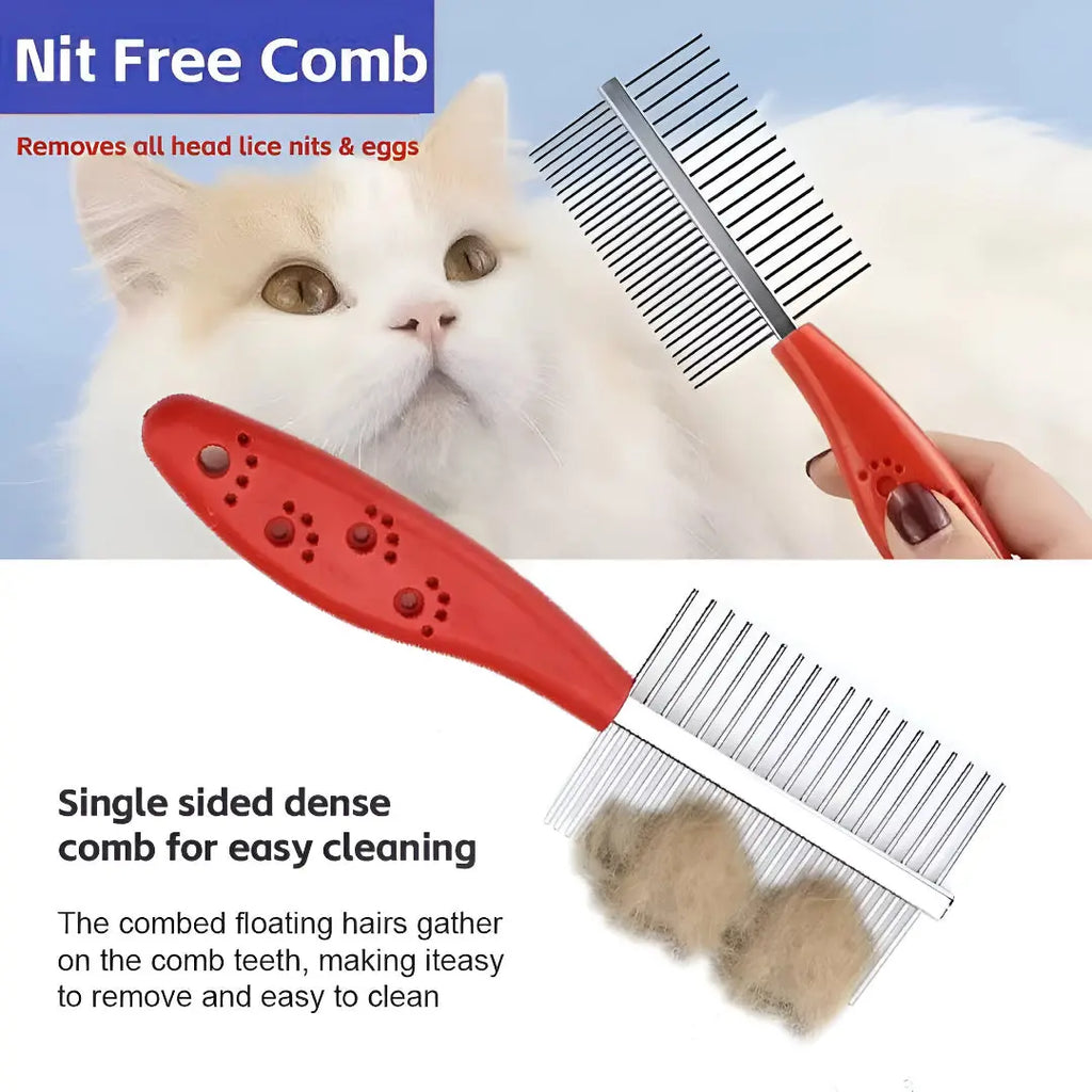 Dual-Sided Pet Grooming Comb for Dogs & Cats | Stainless Steel Teeth Nannan